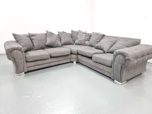 Grey Fabric Corner Sofa - Image 2