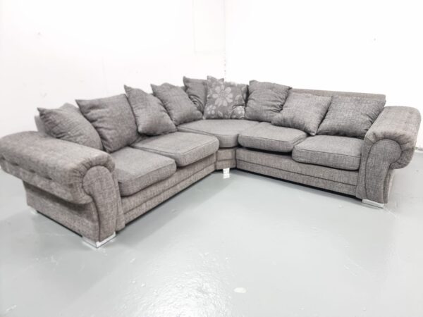 Grey Fabric Corner Sofa - Image 3