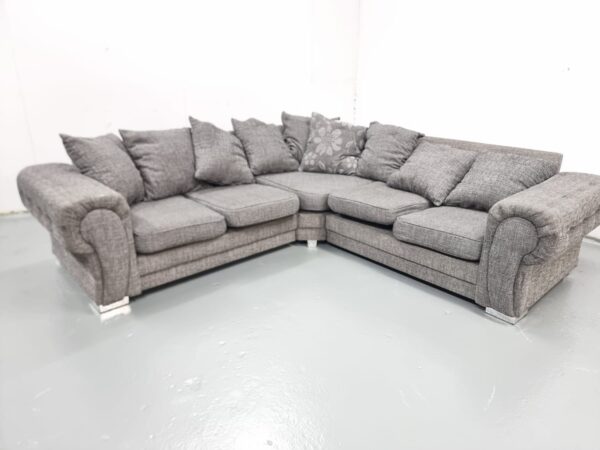 Grey Fabric Corner Sofa - Image 4