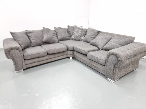Grey Fabric Corner Sofa - Image 5