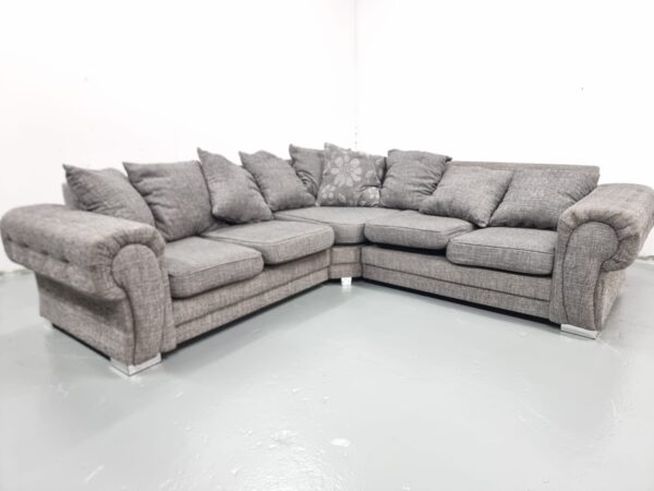 Grey Fabric Corner Sofa - Image 6