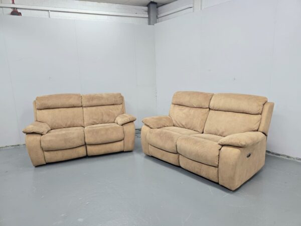 Dfs Tan Suede 2 and 2 Seater Electric Recliner Sofas - Image 2