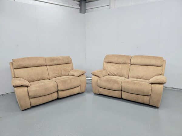 Dfs Tan Suede 2 and 2 Seater Electric Recliner Sofas - Image 3