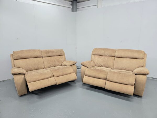 Dfs Tan Suede 2 and 2 Seater Electric Recliner Sofas - Image 7