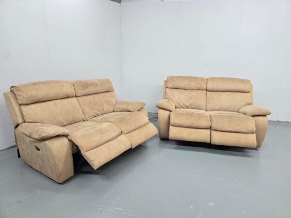 Dfs Tan Suede 2 and 2 Seater Electric Recliner Sofas - Image 5