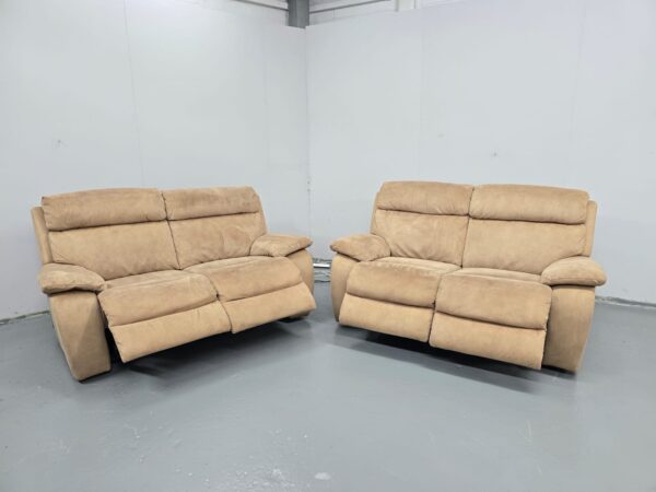 Dfs Tan Suede 2 and 2 Seater Electric Recliner Sofas - Image 6