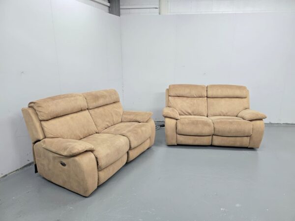 Dfs Tan Suede 2 and 2 Seater Electric Recliner Sofas - Image 4