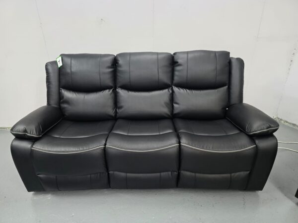 Brand New Harald Black Leather 3 Seater Electric Recliner Sofa with USB