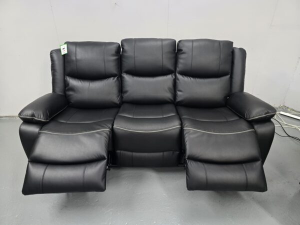 Brand New Harald Black Leather 3 Seater Electric Recliner Sofa with USB - Image 2