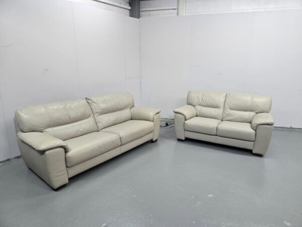 Dfs Grey Leather 3 and 2 Seater Sofas - Image 2