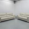 Dfs Grey Leather 3 and 2 Seater Sofas