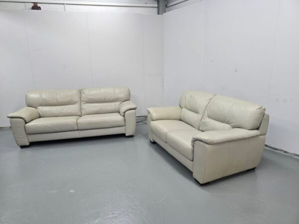 Dfs Grey Leather 3 and 2 Seater Sofas - Image 3