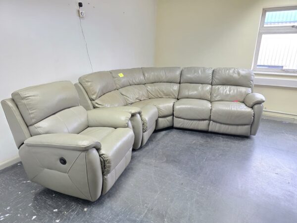 Grey Leather Electric Recliner Corner Sofa and Chair - Image 3