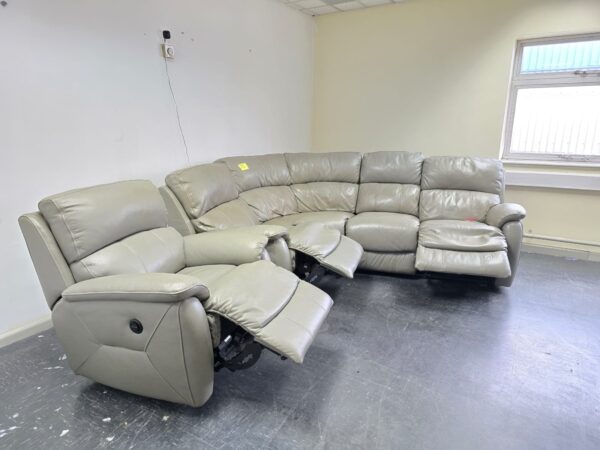 Grey Leather Electric Recliner Corner Sofa and Chair - Image 4