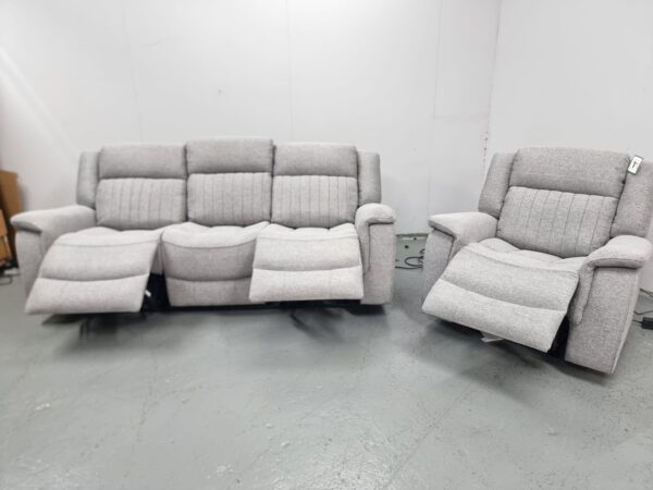Linden Grey Fabric 2 and 1 Seater Electric Recliner Sofa and Chair with Cup Holders and USB - Image 6