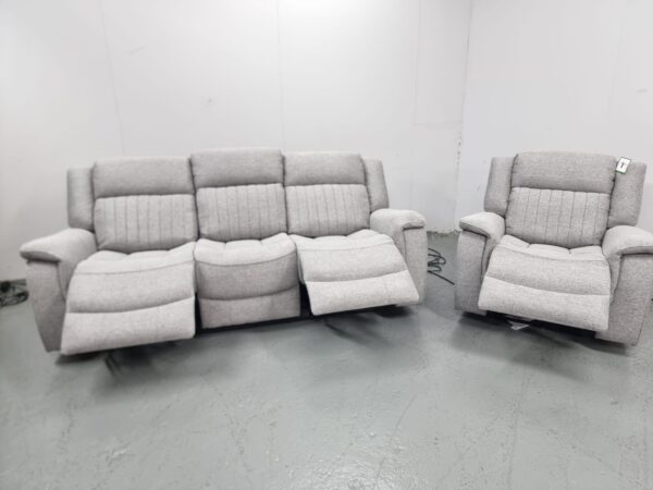 Linden Grey Fabric 2 and 1 Seater Electric Recliner Sofa and Chair with Cup Holders and USB - Image 5