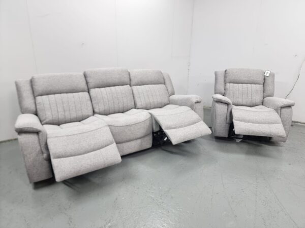 Linden Grey Fabric 2 and 1 Seater Electric Recliner Sofa and Chair with Cup Holders and USB - Image 4