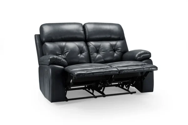 Cody Black Leather 2 Seater Manual Recliner Sofa - Image 3