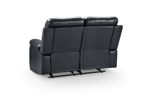 Cody Black Leather 2 Seater Manual Recliner Sofa - Image 4