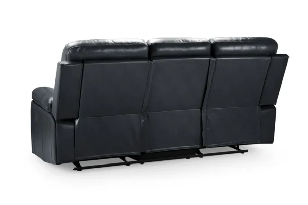 Cody Black Leather 3 Seater Manual Recliner Sofa - Image 4