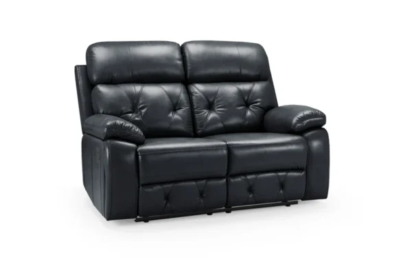 Cody Black Leather 2 Seater Manual Recliner Sofa - Image 2