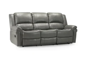 Suzi Grey Leather 3 Seater Manual Recliner Sofa