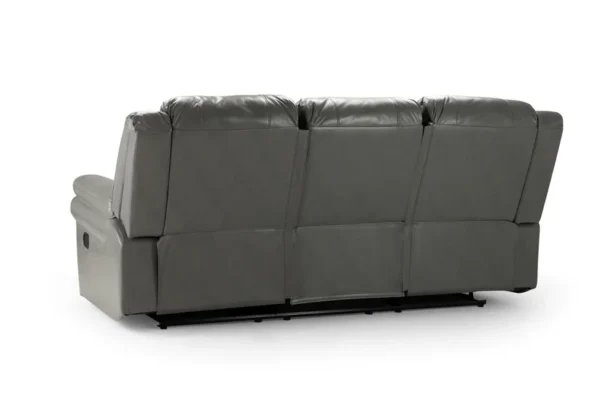 Suzi Grey Leather 3 Seater Manual Recliner Sofa - Image 3