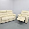 Lazyboy Cream Leather 2 and 1 Seater Standard Sofa and Electric Recliner Chair - Image 7
