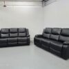 Harald Black Leather 3 and 3 Seater Electric Recliner Sofas with USB - Image 2