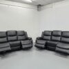 Harald Black Leather 3 and 3 Seater Electric Recliner Sofas with USB - Image 4
