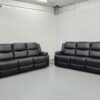 Harald Black Leather 3 and 3 Seater Electric Recliner Sofas with USB - Image 3