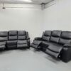 Harald Black Leather 3 and 3 Seater Electric Recliner Sofas with USB - Image 5