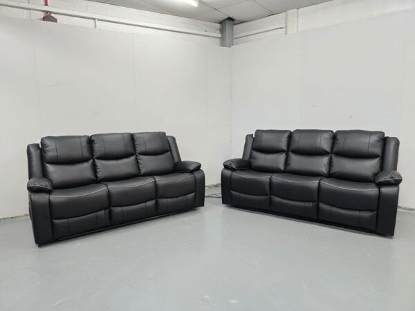 Harald Black Leather 3 and 3 Seater Electric Recliner Sofas with USB - Image 3