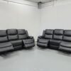 Harald Black Leather 3 and 3 Seater Electric Recliner Sofas with USB - Image 6