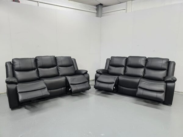Harald Black Leather 3 and 3 Seater Electric Recliner Sofas with USB - Image 6