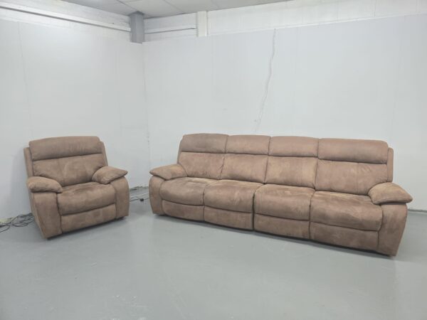 Dfs Tan Suede 4 and 1 Seater Electric Recliner Sofa and Chair with USB - Image 3