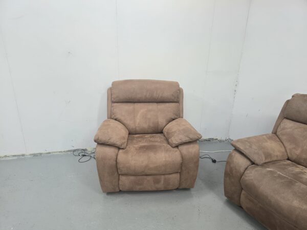 Dfs Tan Suede 4 and 1 Seater Electric Recliner Sofa and Chair with USB - Image 9