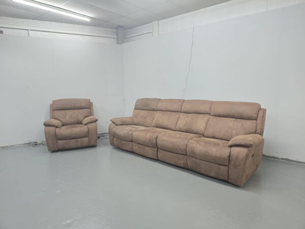 Dfs Tan Suede 4 and 1 Seater Electric Recliner Sofa and Chair with USB - Image 4