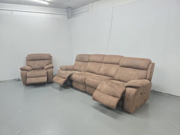 Dfs Tan Suede 4 and 1 Seater Electric Recliner Sofa and Chair with USB - Image 7