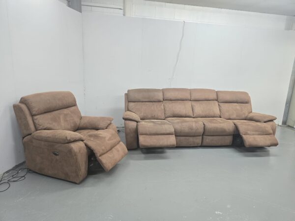 Dfs Tan Suede 4 and 1 Seater Electric Recliner Sofa and Chair with USB - Image 6