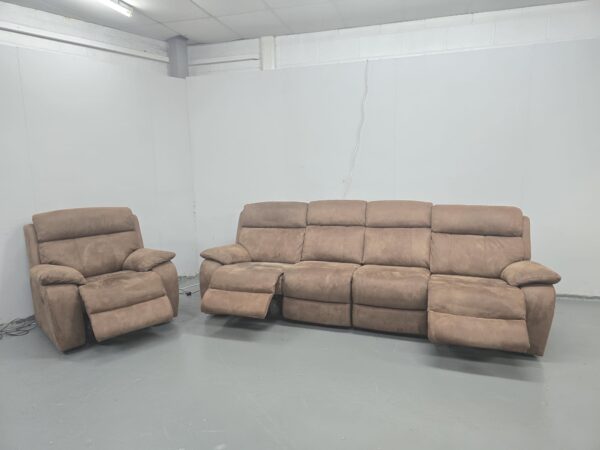 Dfs Tan Suede 4 and 1 Seater Electric Recliner Sofa and Chair with USB - Image 5