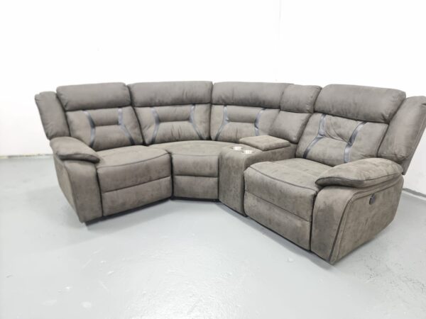 Suede Electric Recliner Modular Corner Sofa - Image 2