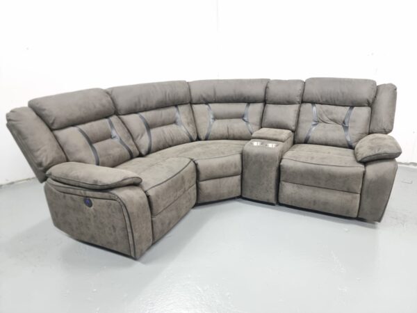 Suede Electric Recliner Modular Corner Sofa - Image 3