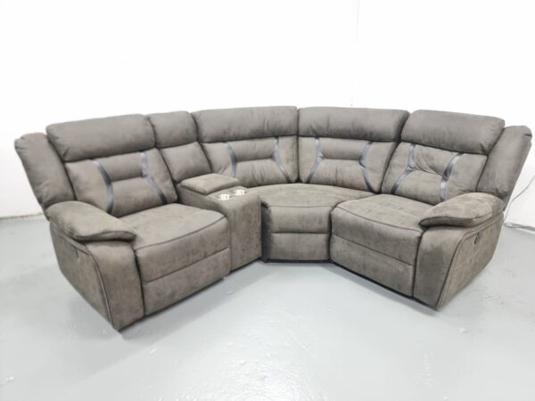 Suede Electric Recliner Modular Corner Sofa - Image 5