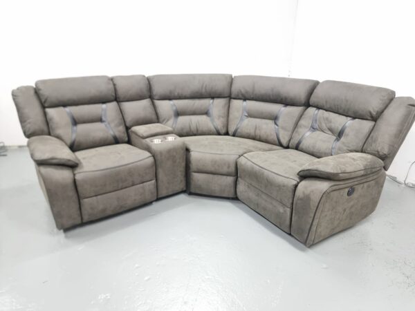 Suede Electric Recliner Modular Corner Sofa - Image 4
