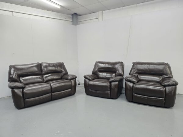 Lazyboy Brown Leather 3 Piece Suite Electric Recliner Sofa and Chair and Standard Chair