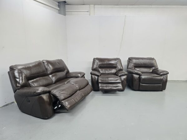Lazyboy Brown Leather 3 Piece Suite Electric Recliner Sofa and Chair and Standard Chair - Image 5