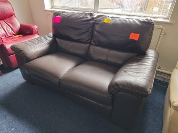 Dfs Brown Leather 2 Seater Electric Recliner Sofa - Image 4