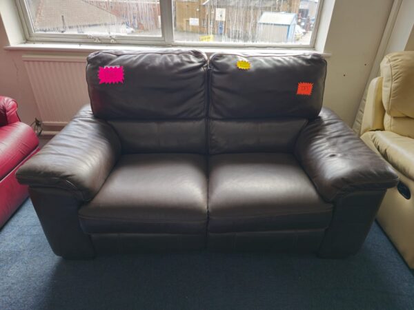 Dfs Brown Leather 2 Seater Electric Recliner Sofa - Image 2