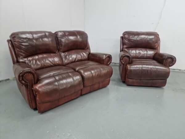 Sofology Heritage Leather 2 and 1 Seat Manual Recliner Sofa and Electric Recliner Chair - Image 2
